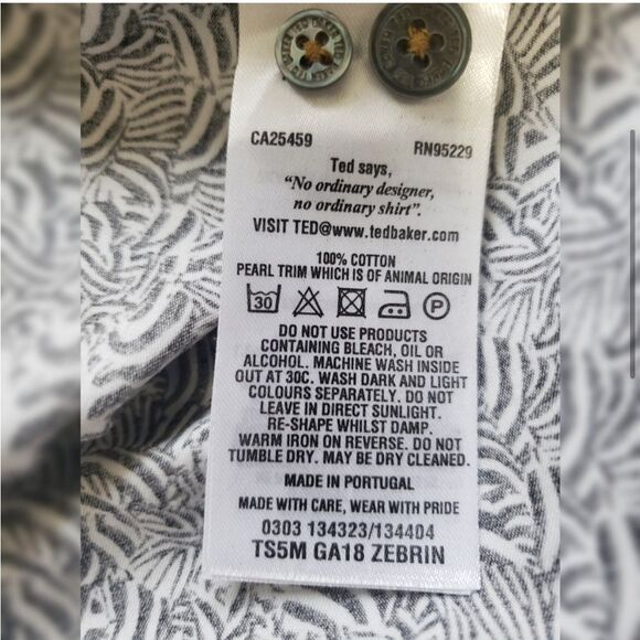 Ted Baker black & white long sleeve top Ted Size 4 - Picture 4 of 4